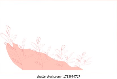 abstract drawing of plants in a pink color.design element.vector.white background.