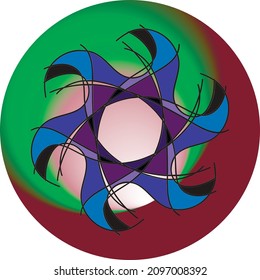 Abstract drawing of a portal in the form of a rotating wheel with a grand color background vector