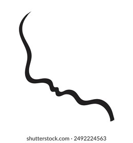 Abstract Drawing Profile Face, Minimal Trendy Portrait Art for Wall Design, Modern Wall Picture Print, Continuous Line Draw Head, Outline Girl Head Vector Illustration