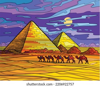 Abstract drawing of the pyramids of Egypt