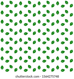 Abstract drawing seamless green leaves on white background