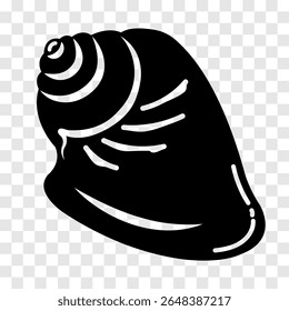 Abstract drawing of a seashell, silhouette. Black on white background, vector.