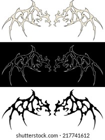 Abstract drawing of sharp fantasy angel wings