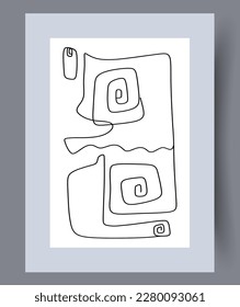 Abstract drawing simple imagination wall art print. Contemporary decorative background with imagination. Wall artwork for interior design. Printable minimal abstract drawing poster.