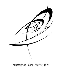 abstract drawing in smooth black lines on a white background