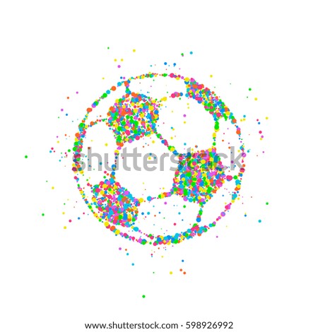 Abstract drawing of a soccer ball made from colorful circles. Vector illustration.