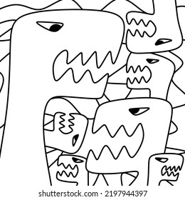 Abstract drawing of some cute dinosaur looking each other