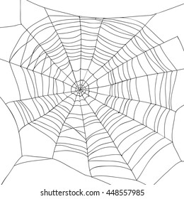 Abstract Drawing Of A Spiderweb On A White Background. Vector Illustration. Elements For Design.