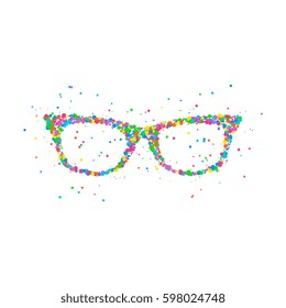 Abstract drawing of sunglasses for view from multi-colored circles. Vector illustration.