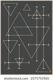 Abstract Drawing, Technical Circuit Style Art. Vector Template for Technical Posters, Covers, Illustrations 