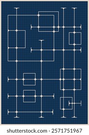 Abstract Drawing, Technical Circuit Style Art. Vector Template for Technical Posters, Covers, Illustrations 
