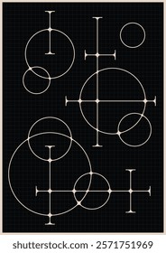 Abstract Drawing, Technical Circuit Style Art. Vector Template for Technical Posters, Covers, Illustrations 