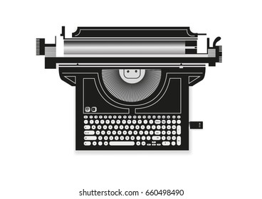 Abstract drawing of a typewriter-laptop.