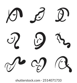 Desenho abstrato rosto de mulher, arte mínima de retrato para design de parede, impressão moderna de imagem de parede, linha contínua desenhar cabeça, contorno cabeça menina cabeça vetor ilustração