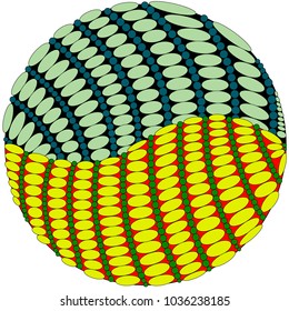 abstract drawing in zen style art, plate, tile, multi-colored circle with a pattern inside
