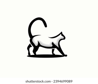 abstract drawn art walking cat silhouette logo design template illustration inspiration