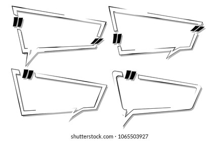 abstract drawn bubble speech quote box talk frame banner label element illustration vector set isolated