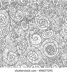 Abstract drawn with curls vector seamless texture. Wallpaper, backgrounds, decoration, fabric for your design.