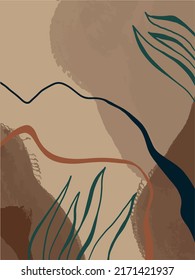 Abstract drawn illustrations with the hand. Modern sophisticated drawings. Abstract shapes and brush strokes. Vector drawing. Round doodles.