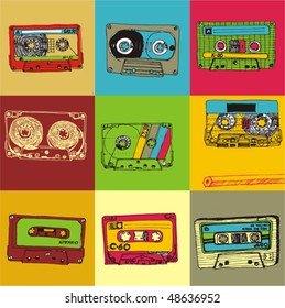 Abstract Drawn Retro Cassette Tape Stock Vector (Royalty Free) 48636952 ...