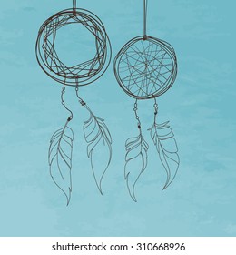 Abstract dream catcher. Vector illustration, vintage style.