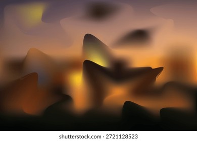 Una composición abstracta y de ensueño con Gradientes suaves y cálidos con toques de contrastes oscuros y claros, creando un efecto atmosférico y malhumorado.