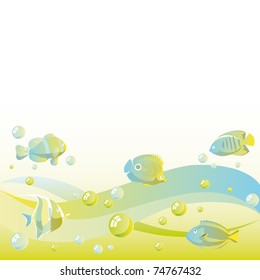 abstract dreamy water background with fishes