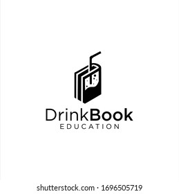 Abstract Drink Book Logo Design Education silhouette Template Vector Stock Illustration . Beer book logo Black icon design .Bookshop Logo Design