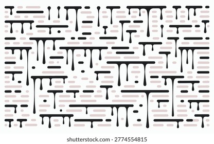 Abstract drip pattern with horizontal lines and black droplets