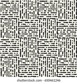 Abstract drip stroke tile check. Seamless pattern.