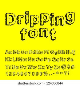 Abstract dripping font. Vector illustration.