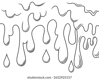 Ilustração abstrata do vetor de linhas de gotejamento. Design simples em preto e branco para planos de fundo, texturas e projetos criativos