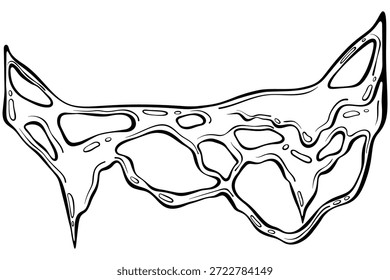 Abstractas goteo de gota afilada. Baba elástica fluyendo, pintura gruesa, carámbanos congelados. Estilo de horror surrealista de Halloween. Ilustración vectorial en estilo doodle de boceto dibujado a mano. Arte de línea aislado en blanco