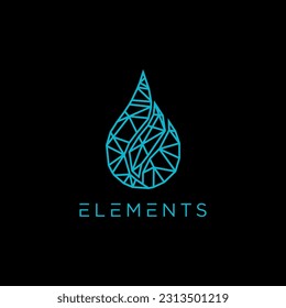 abstract dripping water element logo, vector illustration