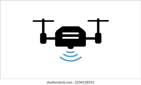 Абстрактный Дрон черная линия простой значок на белом фоне.