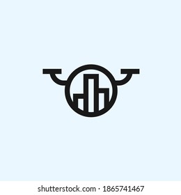 abstract drone logo. city icon
