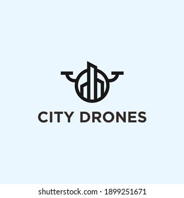abstract drone logo. city icon