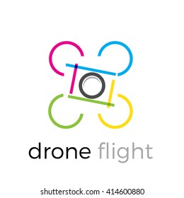 Abstract drone quadrocopter, vector icon