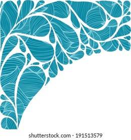 Abstract drop background with blue pattern over white, VECTOR