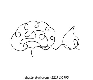Abstract drop with brain as line drawing on white background	
. Vector