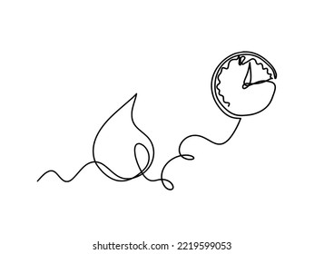 Abstract drop with clock as line drawing on white background. Vector