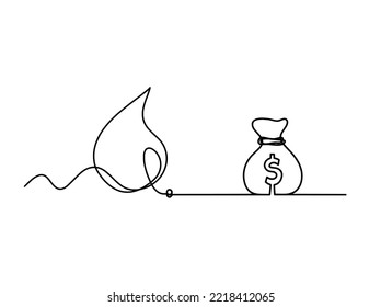 Abstract drop with dollar as line drawing on white background. Vector