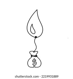 Abstract drop with dollar as line drawing on white background. Vector