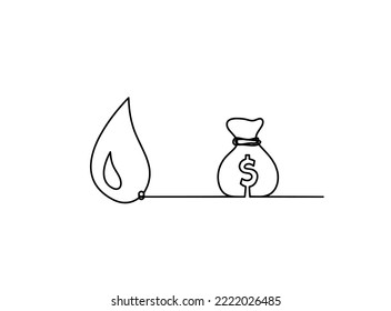 Resumen de caída con el dólar como plano de línea sobre fondo blanco. Vector