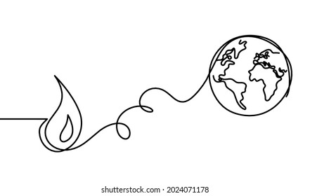 Abstract drop with globe as line drawing on white background. Vector