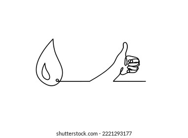 Resumen de caída con la mano como dibujo de línea sobre fondo blanco. Vector