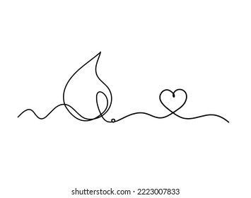 Abstract drop with heart as line drawing on white background	
. Vector