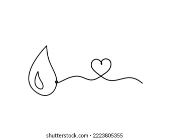 Abstract drop with heart as line drawing on white background	
. Vector