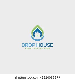 Plantilla de diseño del logotipo de la casa desplegable abstracta. Ilustración vectorial de concepto de casa y caída creativa.