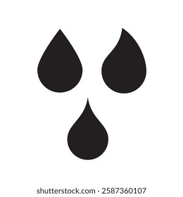 Abstract drop icons and falling droplets silhouettes set on white background